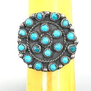 Vintage Navajo Artists Turquoise Ring signed MR